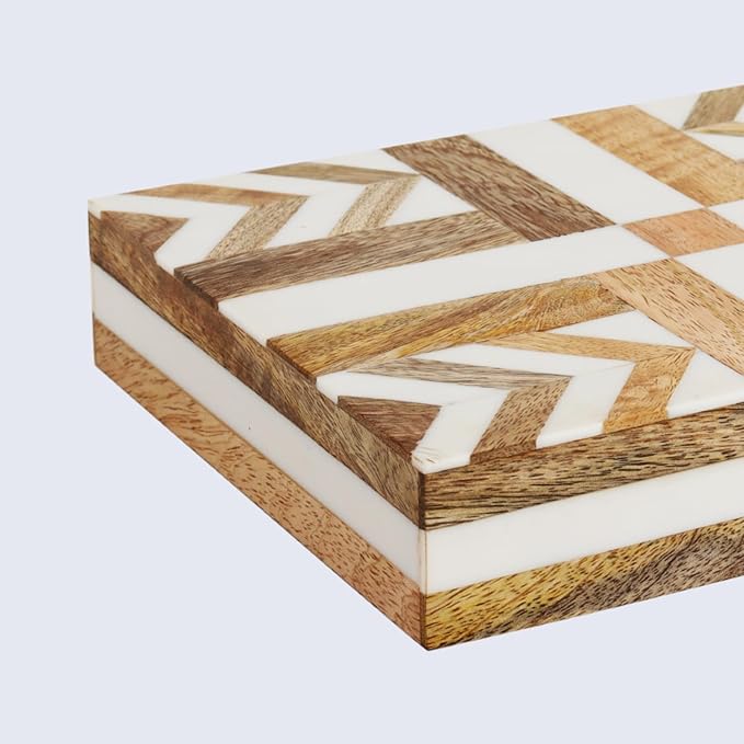 Handicrafts Home Handmade Decorative Storage Box with Lid – Jewelry Organizer, Keepsake Holder & Gift Box, Patisserie Adorn Made with Resin Inlay, Wood & Pine MDF, cajas organizadoras8X6X1.5 inch