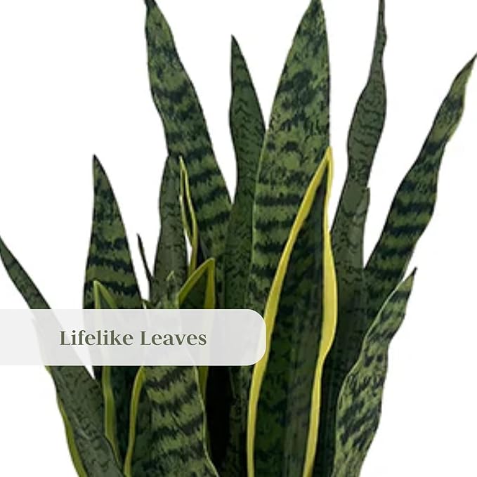 Faux Snake Plant, Premium Artificial Indoor Plant Stands 30” Tall and Enhances Interior Design, Lifelike-Leaves Create Realistic Natural Appearance, Black Planter Pot Included