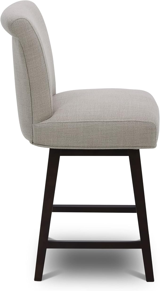 CHITA 26 Inch Counter Height Swivel Bar Stools, FSC Certified Modern Fabric Swivel Barstool Chair with Back, Flax Beige