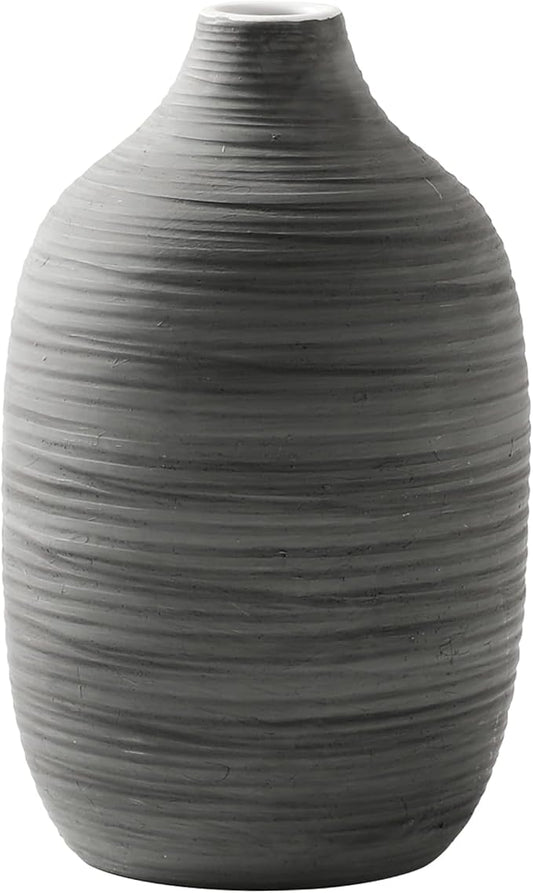 ALMA 9 in Contemporary Vessel for Room Decor Aesthetic|Decorative Black Gray Vase for Pampas Grass|Boho Vase for Coffee Table Centerpiece,Nightstand,Bookshelf,Minimalist Living Room,Bathroom Decor