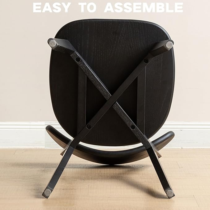 100% Solid Oak Wood Dining Chairs,Mid Century Modern Dining Chairs with Rounded Backrest,Kitchen,Dining Room Chairs Set of 1/2/4 (2, Black Color)