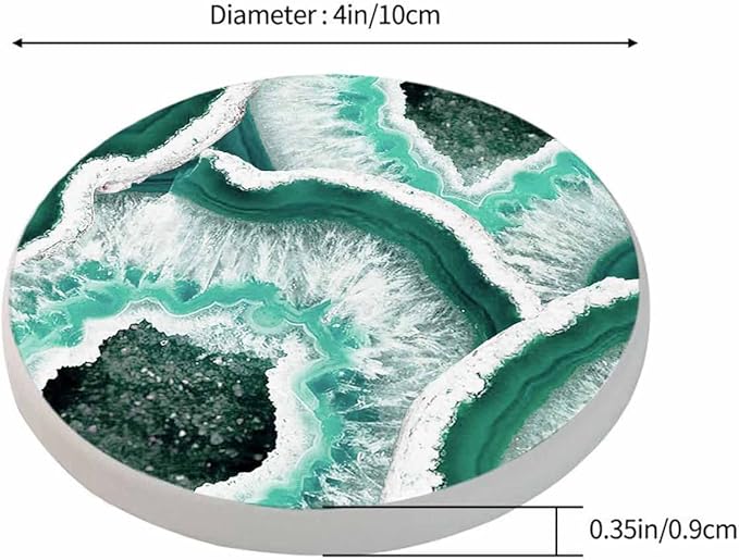 Texture of The Stone in A Cut Cup Coasters Set of 2 Delicate Beautiful Agate Design Wooden Table Apartment Decor 100% Diatomite for Drinking Glasses,4 Inches