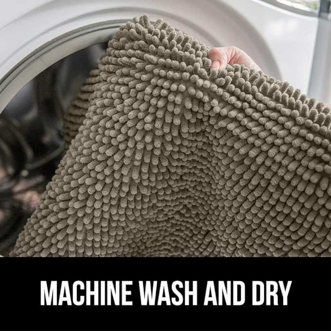 GORILLA GRIP Bath Rug Mat 44x26, Thick Soft Absorbent Chenille, Quick Dry Microfiber Mats, Rubber Backing Washable Shower Floor Rugs, Bathmat Runner, US Designed Bathroom Home Decor Accessories Latte
