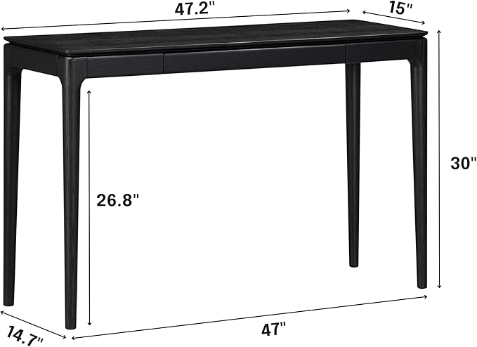 NTC Mingle Modern Wooden Rectangle Console Table with Hidden Drawer – Waterproof & Heat Resistant, Burnt Black