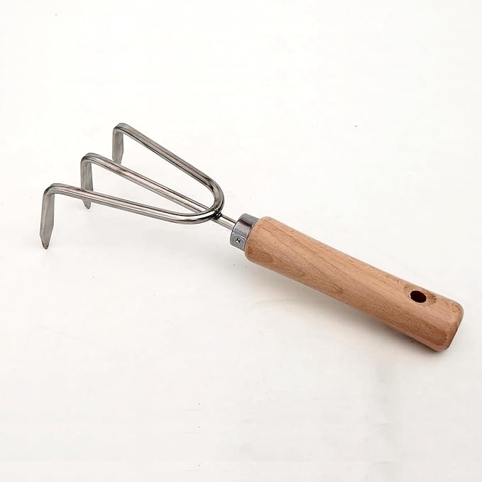 Garden Tools Set, 5 Piece Stainless Steel Hand Tool Kit with Ergonomic Wooden Handle, Heavy Duty Gardening Tools Include Hand Trowel, Transplant Trowel, Hand Rake, Hand Fork and Weeder