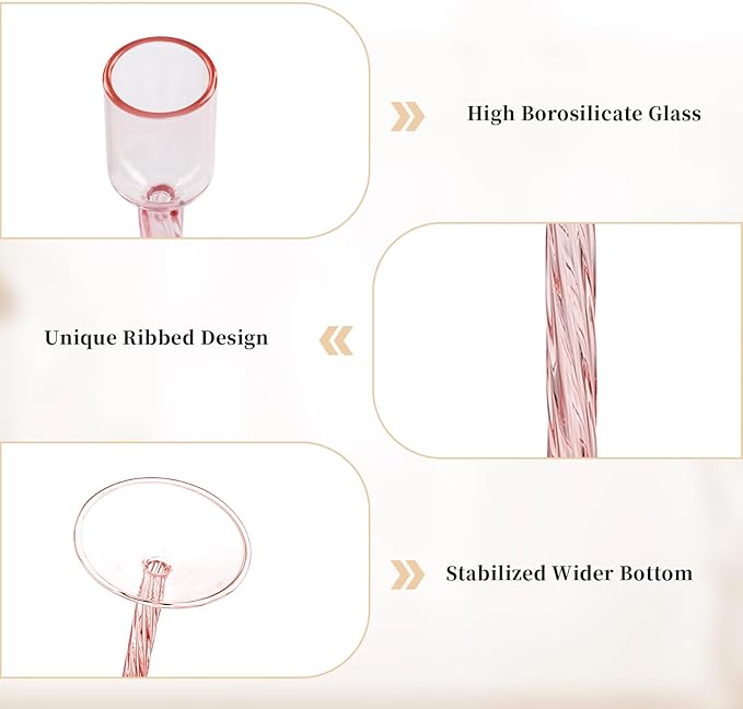 Glasseam Glass Candlestick Holders Pink: Set of 4 Tall Taper Candle Holders for Candlesticks Decorative Tapered Candles for Table Centerpiece Wedding Christmas Home Decor