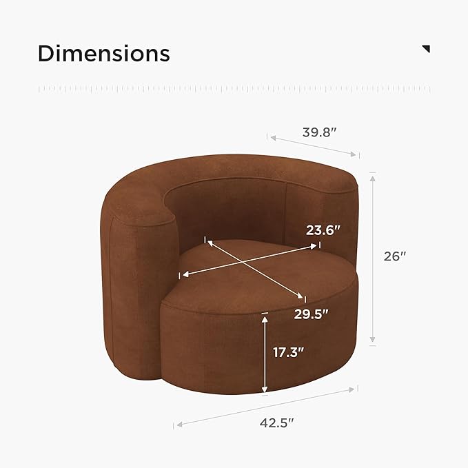 Acanva Luxury Modern Tight Curved Back Velvet Sofa, Minimalist Style Comfy Couch for Living Room Apartment Reception Space, Tangerine Single Chair