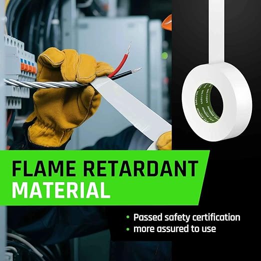 10-Pack White Electrical Tape Waterproof, 3/4 in x 66ft, Industrial Grade UL/CSA Listed High Temp Electrical Tape Electric Super Vinyl