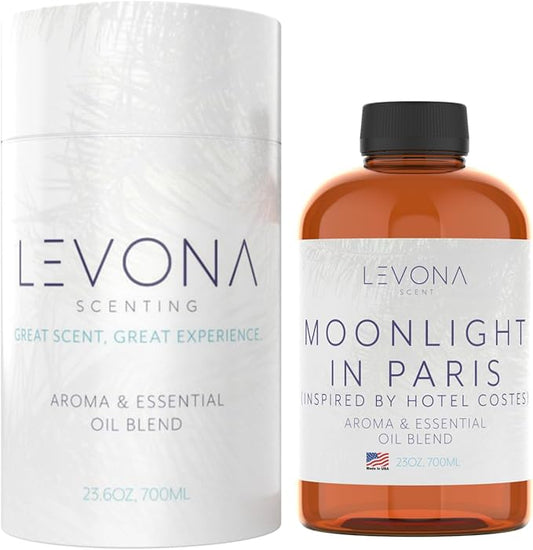 Levona Scent Essential Oil - Luxury Aroma for Home, Office, Hotel & Spa, Ideal for Humidifiers & Diffusers, Hotel Fragrance with Nutmeg, Lemon & Rose - 700ml / 23 fl oz, Moonlight in Paris