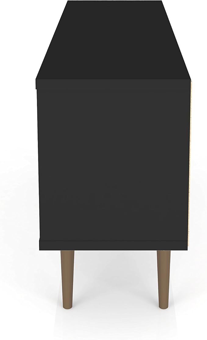 Manhattan Comfort Liberty Mid Century Modern TV Stand for Televisions up to 50 Inches, Bedroom and Living Room Entertainment Center with Storage, Shelves, and Cabinet, 53" Wide, Black