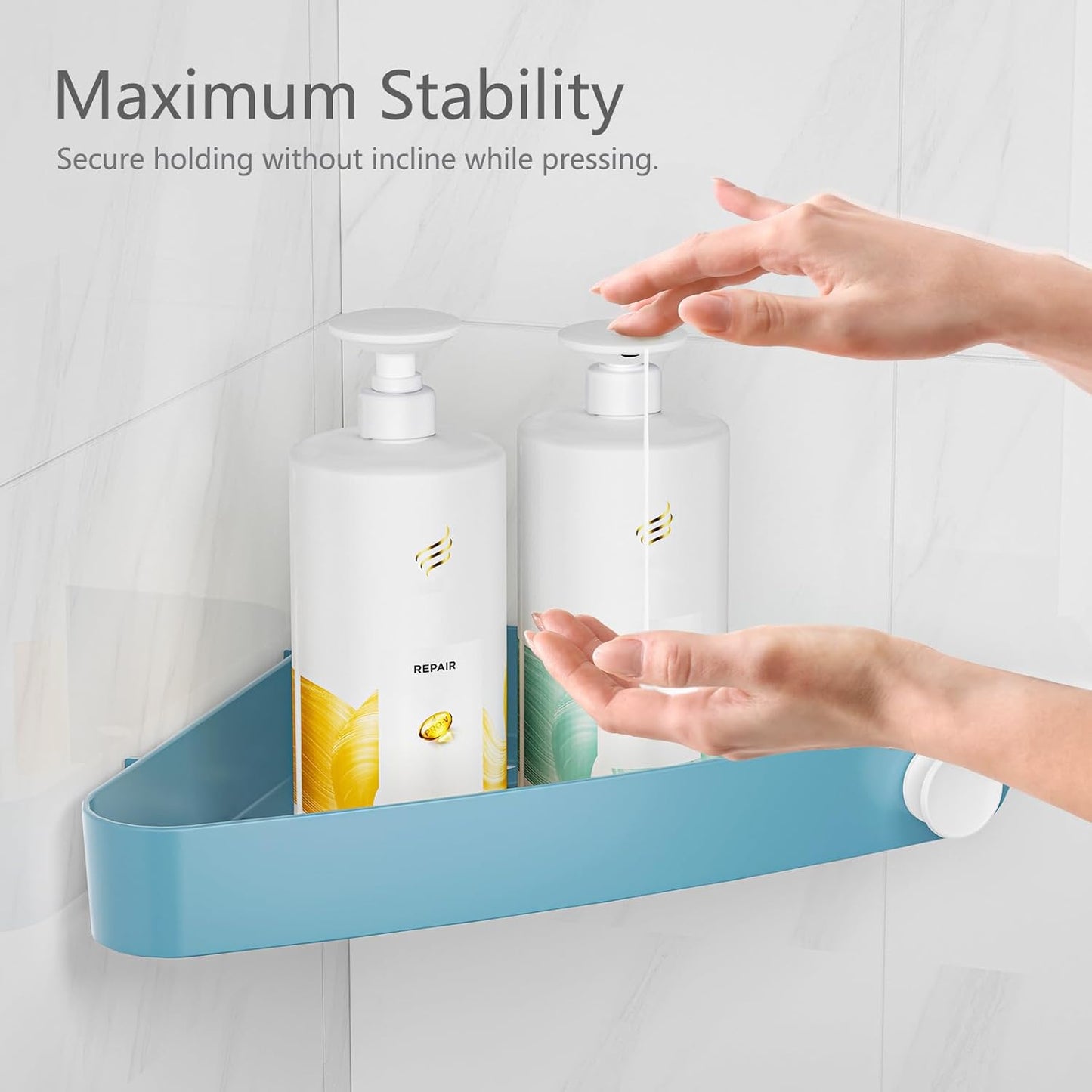 Sotfamily Shower Caddy Corner, 4 Pack Adhesive Corner Shower Shelves for Bathroom Organizers and Storage, Rust Free Plastic Rack for Bathroom Accessories & Decor, Light Blue