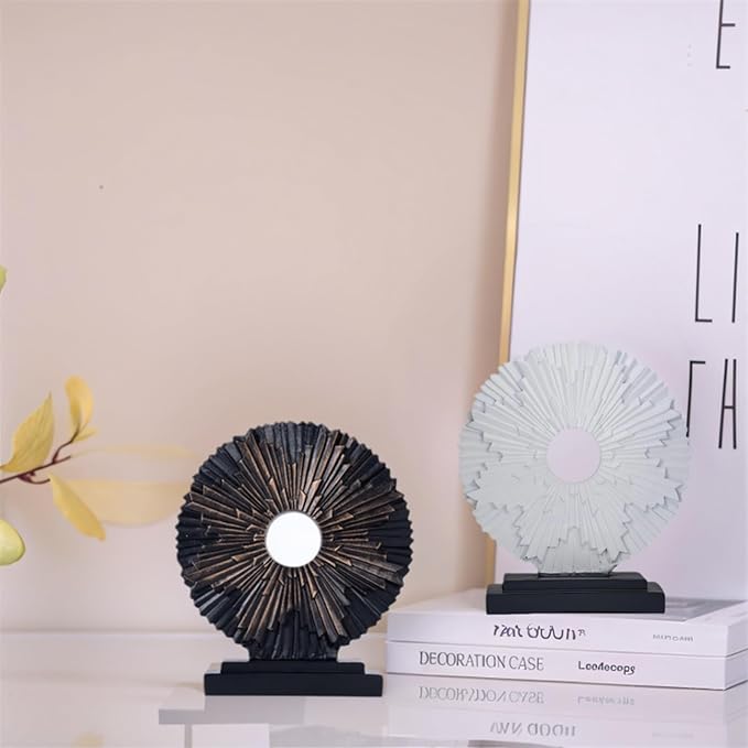 Minimalist Round Sculpture Decorative Objects Above Cabinet Decor Kitchen Modern Home Decor Items for Living Room Tv Stand, Center Pieces, Shelf, Coffee Table Decorations Accents (White)