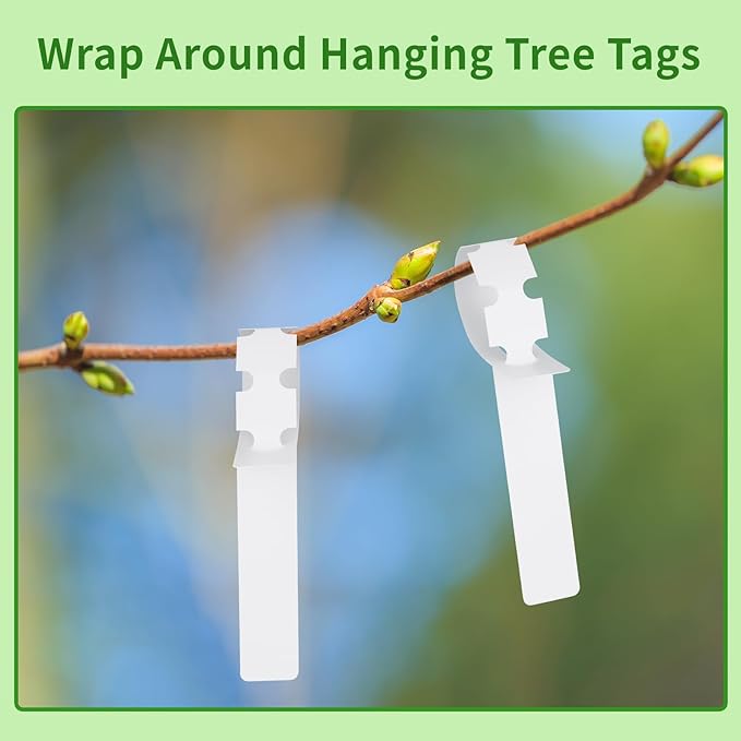 240Pcs Plant Tags, Tree Tags Plastic Wrap Around Hanging Plant Labels Adjustable Tree Markers Signs for Plant & Garden Nursery (White)