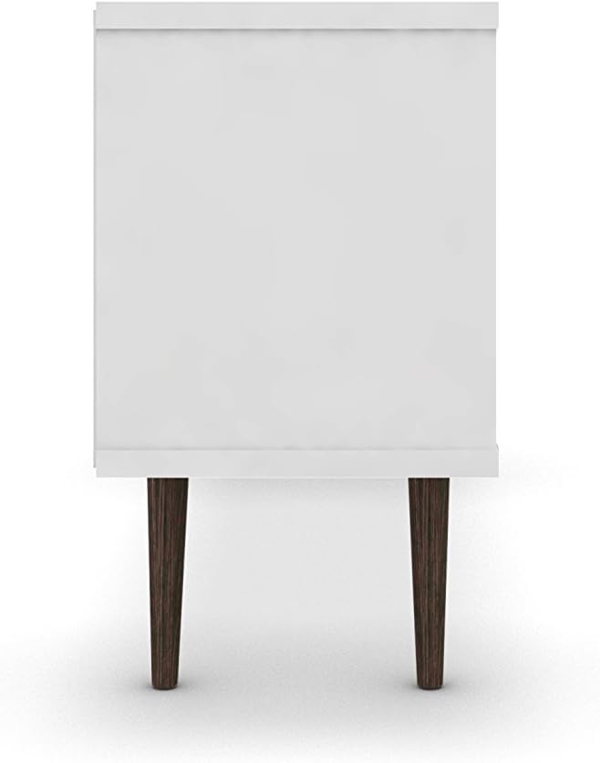 Manhattan Comfort Liberty Mid Century Modern TV Stand for Televisions up to 50 Inches, Bedroom and Living Room Entertainment Center with Storage, Shelves, and Cabinet, 53" Wide, White/Yellow