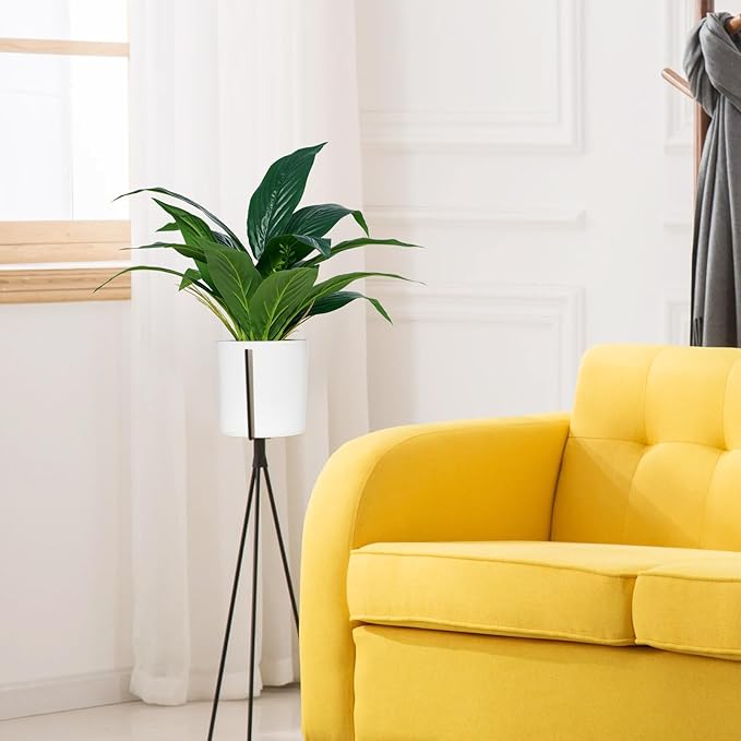 Artificial Fake Snake Plant Potted Tropical Faux Sansevieria Trifasciata Plants in White Plastic Pots Perfect for Indoor Home Decor Modern Living Room Office Housewarming Gift,Dark Green