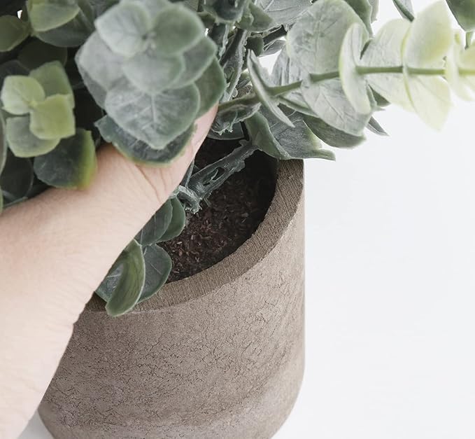 Fake Plants,3Pack Small Artificial Plants Mini Potted Faux Plants Indoor For Home Decor,Eucalyptus Greenery Plastic Green Grass Fake Plants for Shelves Desk Bathroom Bedroom Farmhouse Shelf Decor