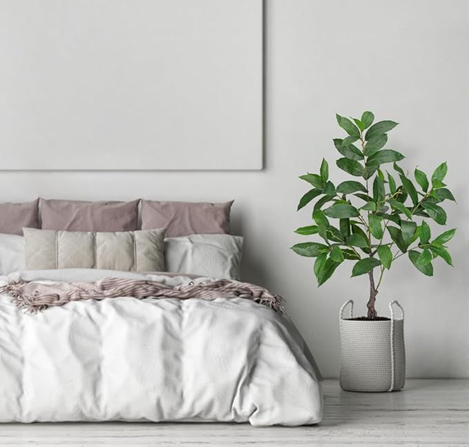 Briful Fake Plants 36.6'' Tall Artificial Plants Indoor Decor, Faux Bay Laurel Trees in Black Pot, Floor Plant Houseplant for Home Farmhouse Outdoor Patio Porch Decorations