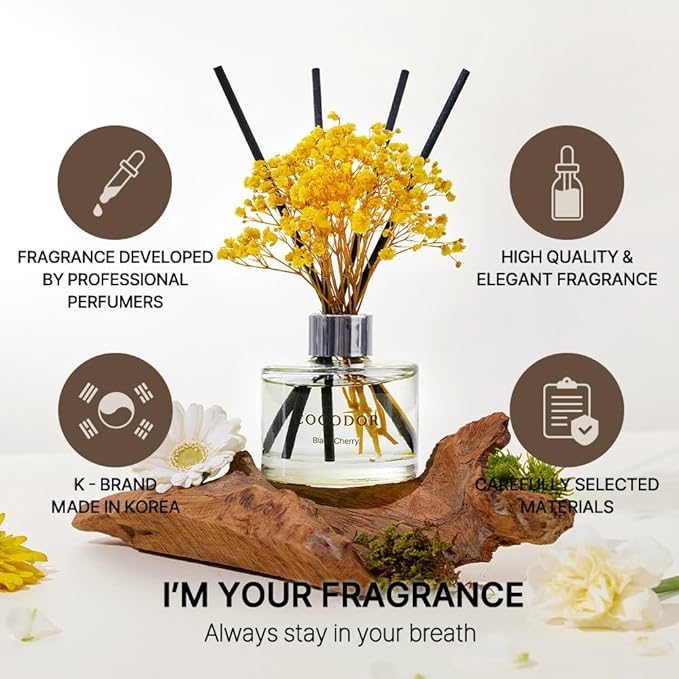 COCODOR Preserved Flower Reed Diffuser/White Jasmine/6.7oz/2Pack / Home Fragrance Scent Essential Oil Stick Diffuser for Bedroom Bathroom Home Décor