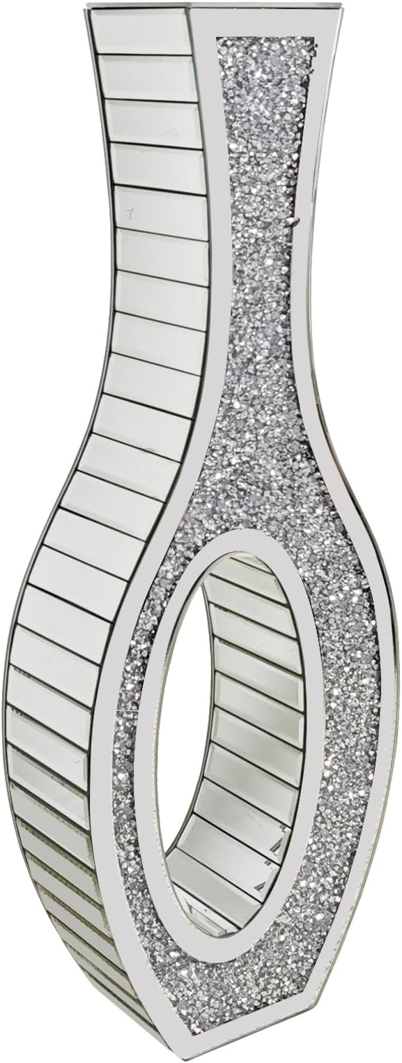 Elegant Glam Mirror Vase: Silver Glass Mirrored Vase Floor-Standing, 30.1 inches High Bling Crystal Living Room Centerpiece for Home Luxury Decor, Won't Hold Water