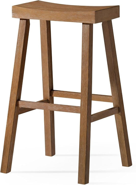 Maven Lane Kitchen Bar Stool, Modern Farmhouse Wood Barstool, Kitchen Island Chairs, Pub Bar Height Stools for Kitchen, Wide Comfortable Seat Backless Bar Stools, Vincent 31 Inch, Antiqued Natural