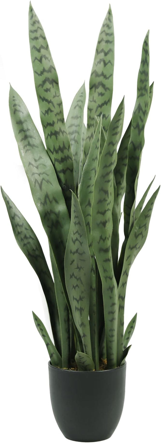 Solution4Patio 3ft Artificial Sansevieria Trifasciata Prain, Tropical Faux Snake Plant, Fake Mother in Law Tongue Plants, Greenery Realistic Houseplant for Home Office Corner Outdoor/Indoor Decor