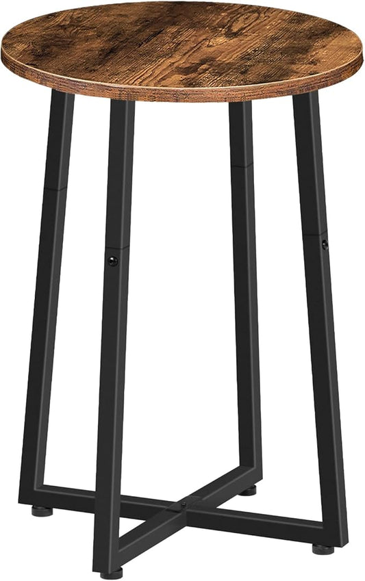 HOOBRO Side Table, Round End Accent Table with Sturdy Metal Pedestal, 15.7" Round Nightstand, for Living Room, Bedroom, Balcony, Office, Rustic Brown BF95BZ01