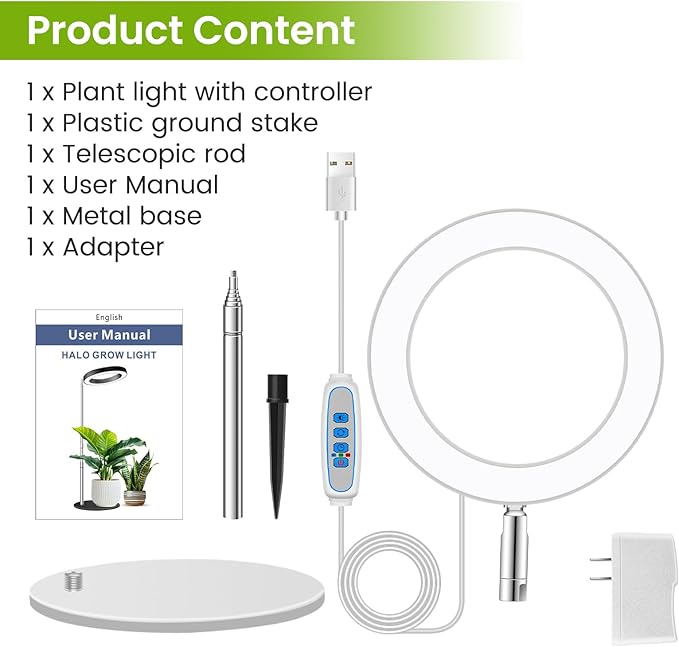 Grow Lights for Indoor Plants Full Spectrum, 80 LEDs Plant Light for Indoor Growing with 2 Mounting Options, 6/12/16H Timer, 3 Spectrum Modes, 9.8"-37.4" Height Adjustable Desk Grow Lamp