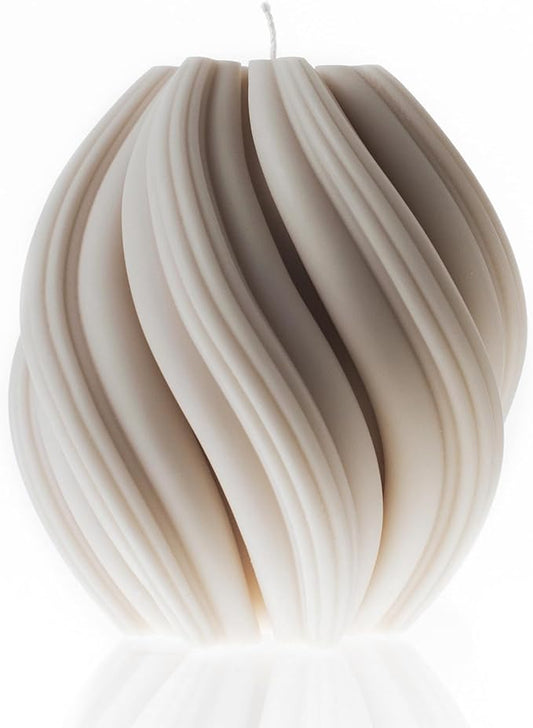 LAWA Swirl Candle - Large Beautiful Handmade Pillar Scented Soy Wax Twirl Elegant Bubble Aesthetic Housewarming Gift Home Room Shelf Decor Idea Spiral Candle White (Medium)
