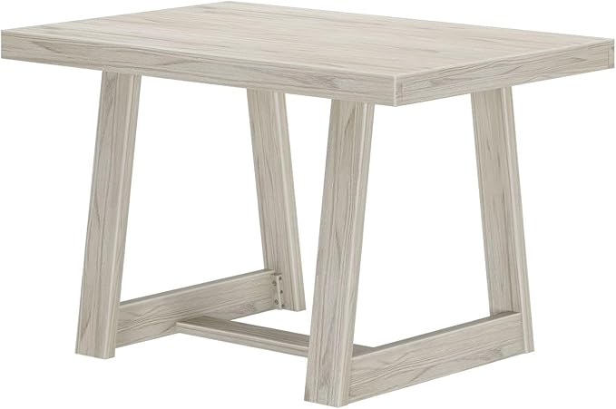 Plank+Beam 48 Inch Farmhouse Dining Table, Rustic Solid Wood Kitchen Table, Dinner Table for Dining Room, Home Office Furniture, White Sand Wirebrush