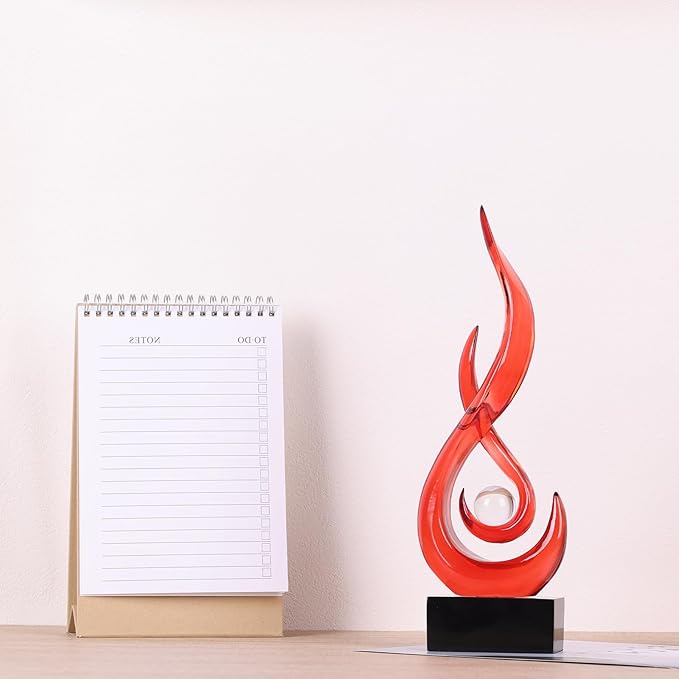 Modern Abstract Art Table Decoration - Ceramic Statue Modern White Ornaments for Living Room Great Gift Idea Home Décor 5 * 2.5 * 10.5 inch Gift Box Included (Red)