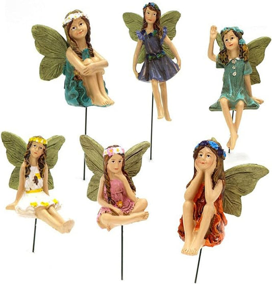 Miniature Fairies Figurines (6pcs) - Decor for Outdoor & Indoor Gardens & Homes, Vintage Resin, Lovely