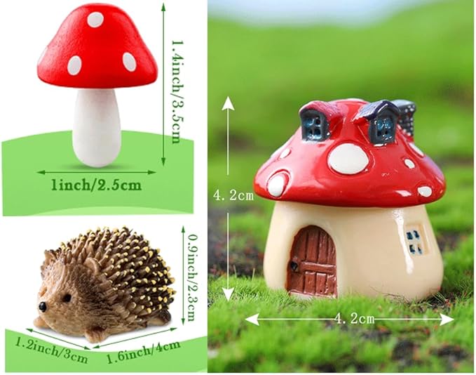8 Pieces Fairy Garden Houses Mushroom Decor Accessories,Mini Resin Animals,Garden Kit for Kids