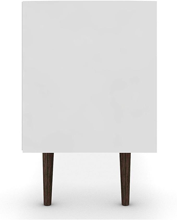 Manhattan Comfort Liberty Mid Century Modern TV Stand for Televisions up to 65 Inches, Bedroom and Living Room Entertainment Center with Storage, Shelves, and Cabinet, 71" Wide, White/Yellow