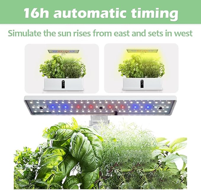 YUEWO 9 Pods Hydroponics Growing System Hydro Indoor Herb Garden Up to 27.5'' Plant Germination Kit with Pump System Grow Light for Kitchen Home Countertop Gardening