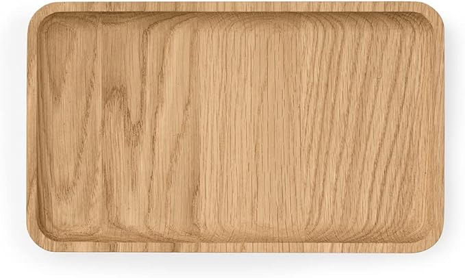 Oakywood Handcrafted Wooden Catchall Tray - Wooden Desk Organiser - Made in The EU - Natural Wood Desktop Storage - Customizable in 3 Sizes - Natural Oak - 20x12 cm (7.9"x4.7")