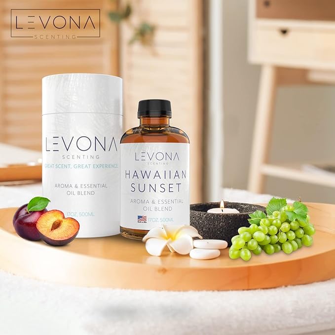 Levona Scent Essential Oils For Diffusers For Home Luxury Scents - Hawaiian Sunset Aroma Oil - Fragrance Oil With Mandarin Citrus + Dash Of Peppermint Essential Oil - 500Ml Oil Diffuser Essential Oils