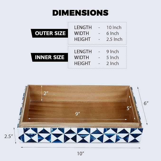 Handicrafts Home Handmade Marquet Prism Collection Decorative Jewelry Box Organizer – Keepsakes, Trinkets, and Home Decor – Antique Coffee Table Storage, Memory Box, Farmhouse Style Decor, 10x6x2.5