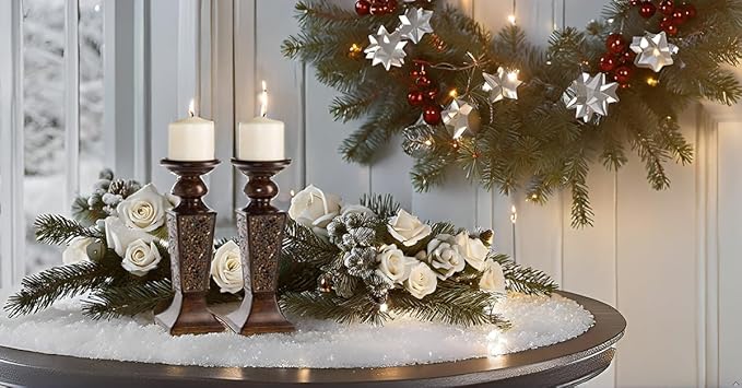 Creative Scents Schonwerk Brown Pillar Candle Holder Set of 2- Crackled Mosaic Design- Functional Table Decorations- Centerpieces for Dining/Living Room- Best Wedding Gift