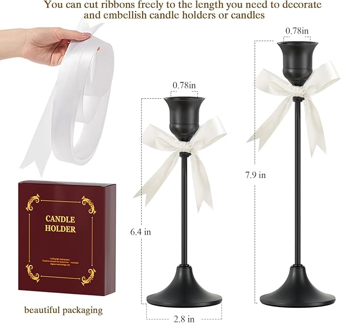 FSyueyun Black Candle Holder Set of 2, Elegant Metal Candlestick Holders for Vintage Taper Candle Holders, Perfect for Table Centerpieces, Fireplace Mantels, Home Decor, Weddings and Party Decorations