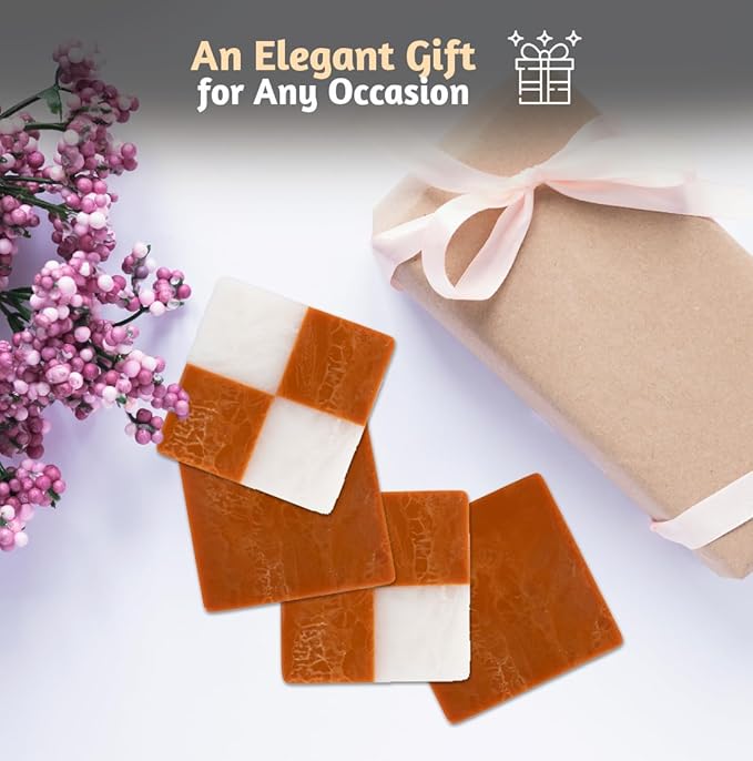 Folkulture Coasters Set of 4 | (4") Fall Coaster for Coffee Table | Handmade Coasters for Drinks | Cute Cup Coaster Waterproof for Bar Decor or Living Room Decor | Fall-Decor or Fall Table Decor