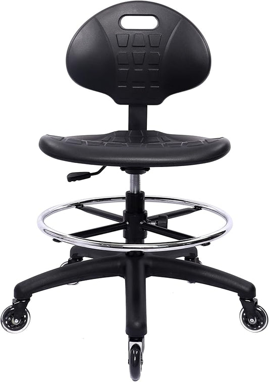 Chair Master - ESD Anti Static Ergonomic Polyurethane Chair Adjustable Height Heavy Duty Easy to Clean for Research, Laboratory and Cleanroom (Rollerblade Style Rubber Casters, Medium Stool)