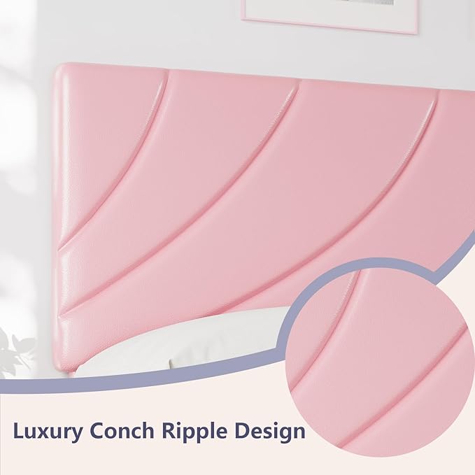 HOMBCK Queen Bed Frame with Headboard, Upholstered Bed Frames, Strong Wooden Slats, No Box Spring Needed, Easy Assembly, Pink