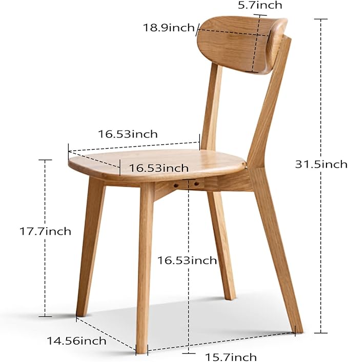 100% Solid Oak Wood Dining Room Chairs - Practical Kitchen Chairs - Wood Chair for Dining Room, Kitchen (1, Natural)