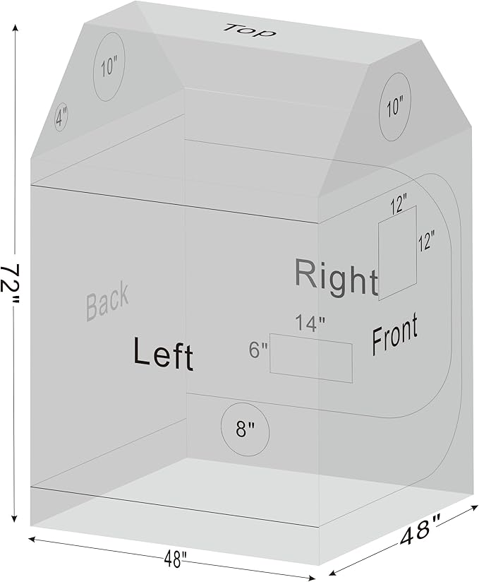 Grow Tent Roof 48"x48"x72" High Reflective Grow Tent Indoor Grow Room for Planting Fruit Flower Veg with Removable Water-Proof Floor Tray