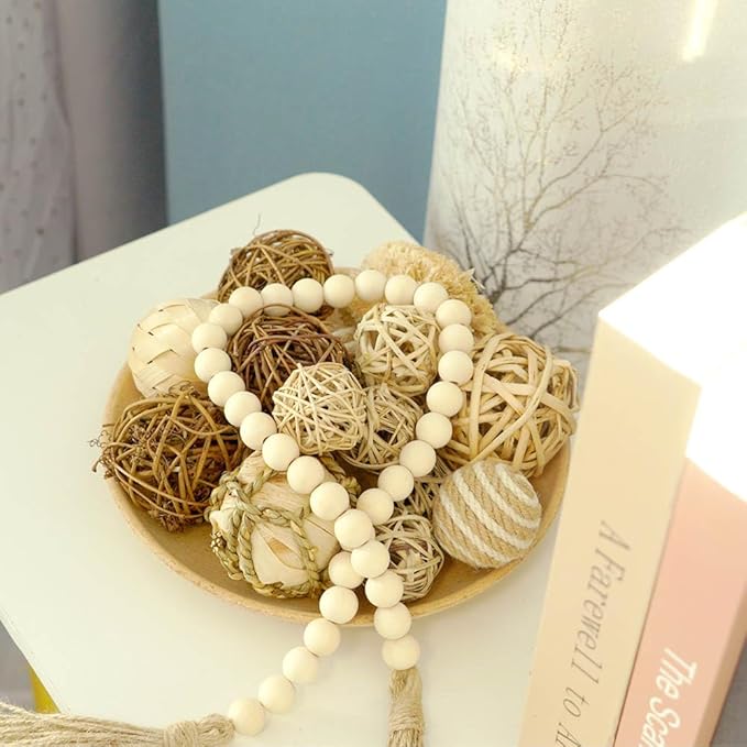 Qingbei Rina Brown Decorative Balls for Bowls,Assorted Vase Filler for Centerpieces,Wicker Rattan Balls Decorative Orbs Woven Spheres, Bowl Fillers for Home Decor Wedding