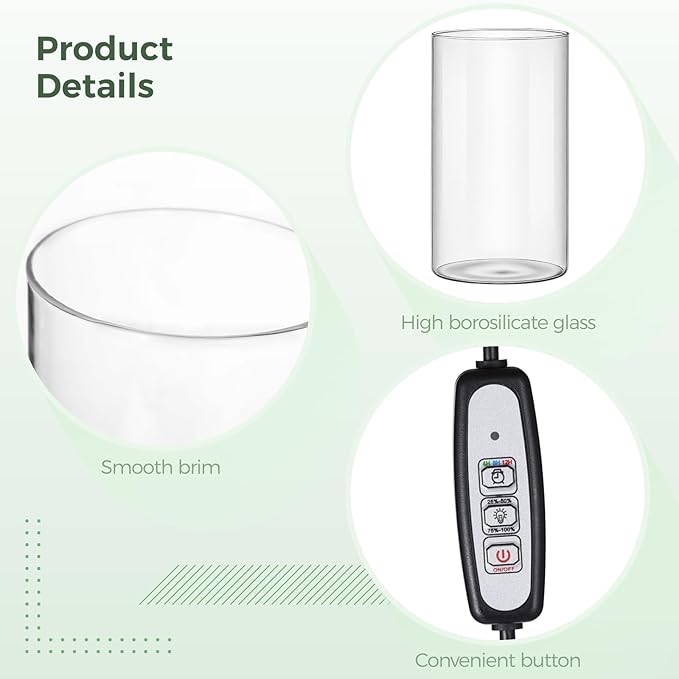 Mini Desktop Glass Plant Terrarium with Grow Light - Planter for Succulent Moss Miniature Gardening Landscape, Fish Tank Indoor Plant Growth Office Home Decoration Plant Lovers Gifts