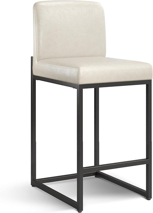 PHI VILLA Bar Stools - Counter Height Bar Stool Leather Barstools for Kitchen Counter, 24 Inch Bar Stools with Back