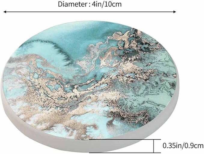 Natural Stone Rose Gold Marble Drink Coasters Modern Delicate Stone Liquid Ink Water Fluid Design Housewarming Presentss for New Home Present for Friends,2 Pcs,4 X 4 X 0.35 Inches