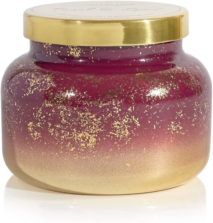 Capri Blue Glimmer Jar Candles - Luxury Holiday Scented Candles for Home - Long Lasting Soy Wax Blend - Scented Holiday & Home Decor - Tinsel & Spice Signature Jar (19 oz)