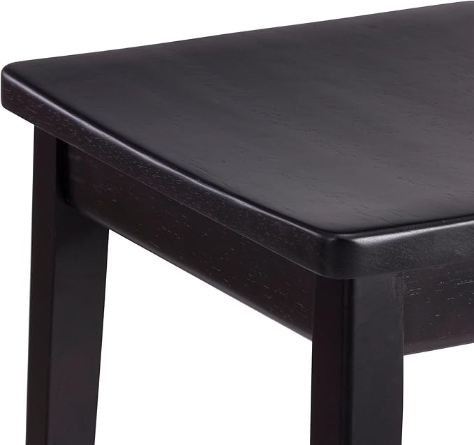 Plank+Beam Smythe Counter Stool, 24", Set of 2, Sturdy Wood Modern Kitchen Counter Height Stool, Saddle Seat Backless Counter Chair, Metal Footrest, Black